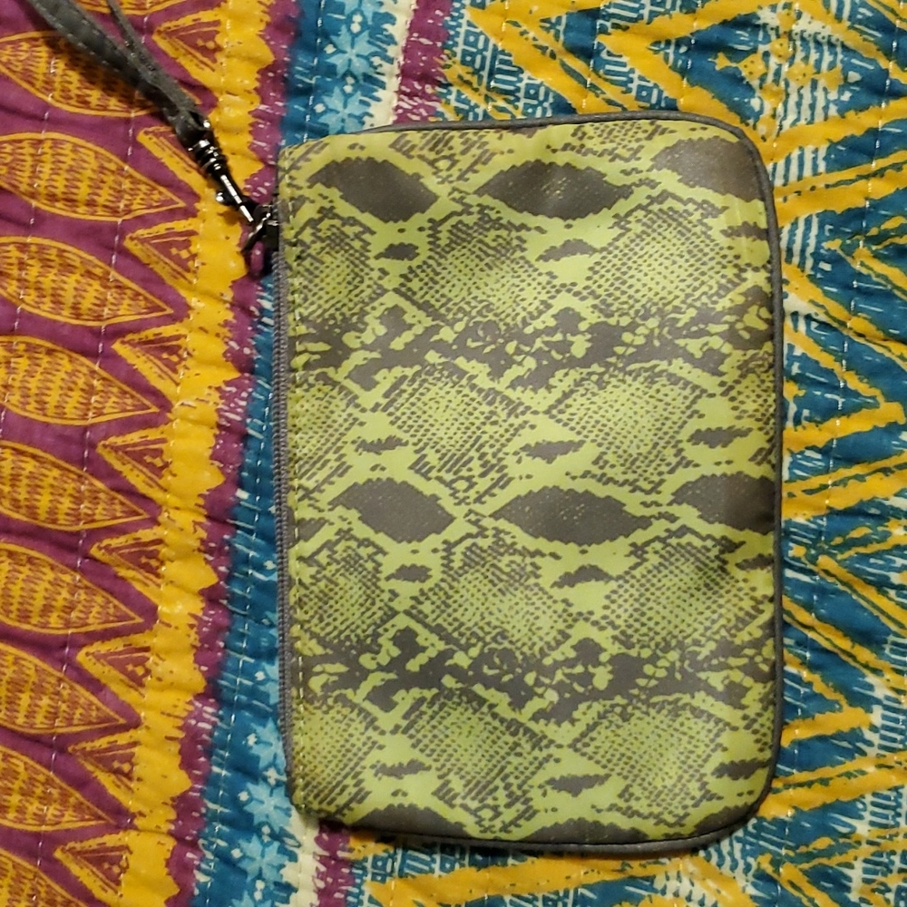 Express Lime Green/Grey Snake Pattern Wristlet - image 2